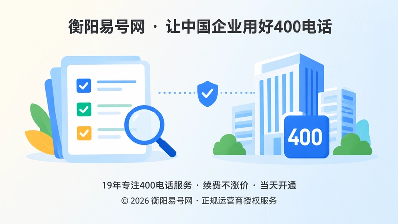 左侧规则清单与放大镜，右侧企业轮廓与号码方块，代表可核验的通信规则